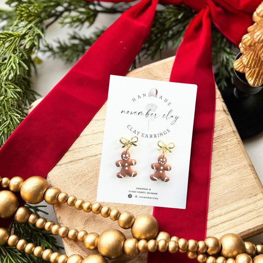 Mini Gingerbread Man w/Bow Post