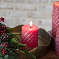 4" LED Red Twist Pillar Candle