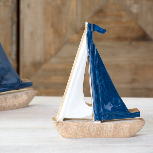 8" Blue/Wood Sailboat