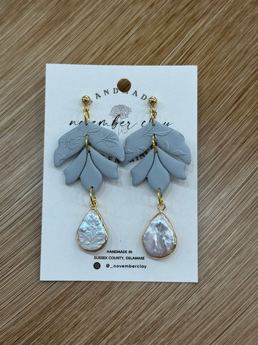Powder Blue w/Iridescent Pearl Tear Drop Charm