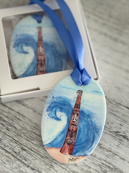 BB Totem Pole art by Cheryl Zapata Ornament