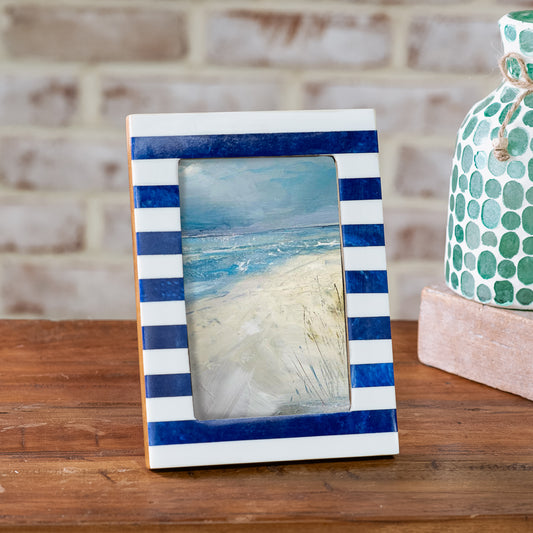 4x6 Blue Stripe Resin Photo Frame