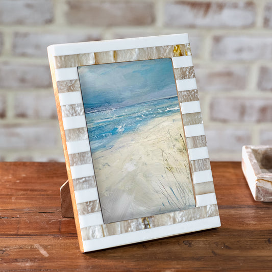 5x7 Beige Stripe Resin Frame