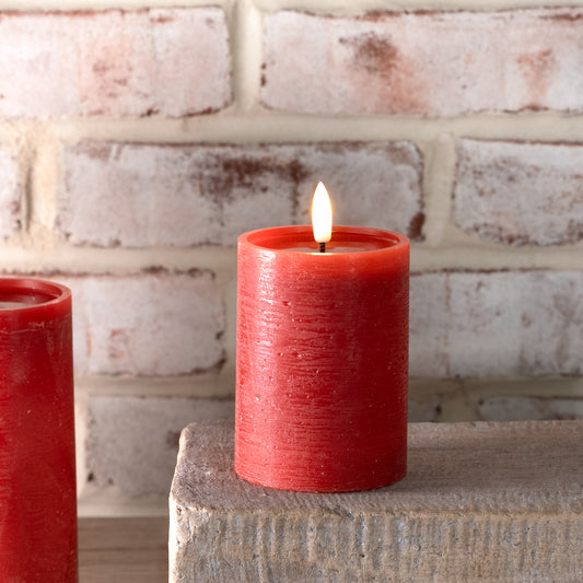 4" RED LED PILLAR CANDLE w/Timer
