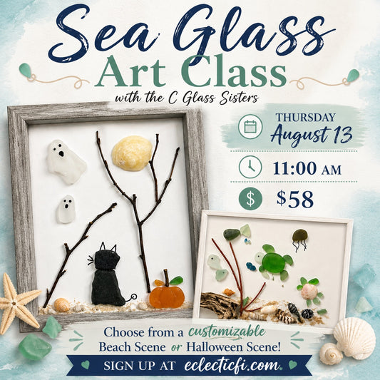 🐙👻 🌊🐈‍⬛ Seaglass Art Class with The C Glass Sisters 8/13 (11AM)
