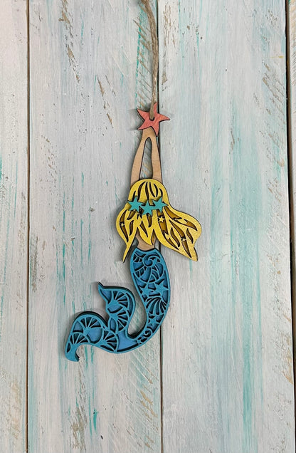 Layered Wood Mermaid Ornament