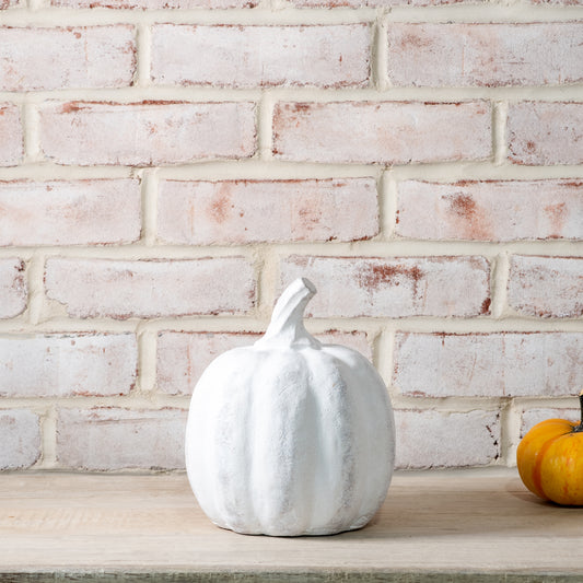 8" White Terracotta Pumpkin