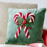 18 X 18 Velvet Candycane Pillow