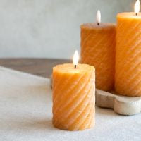 4" LED Orange Twist Pillar Candle
