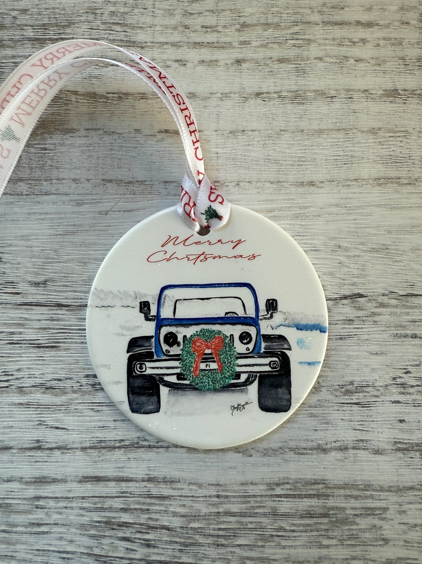 FI Jeep/Wreath Ornament