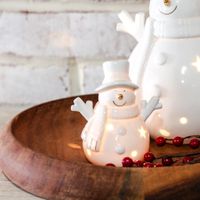 4"H Led White Happy Snowman