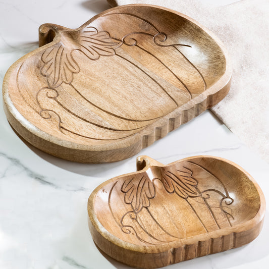 WOODEN PUMPKIN PLATTERS