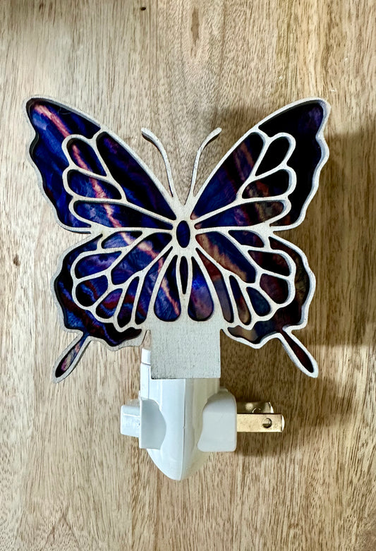 Butterfly Nightlight w/White Wood