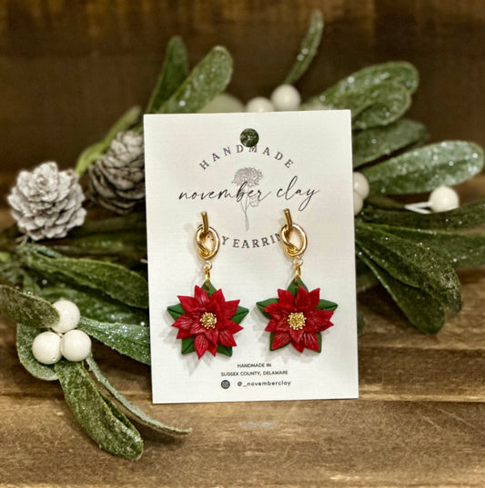 Poinsettia w/Gold Knot Post