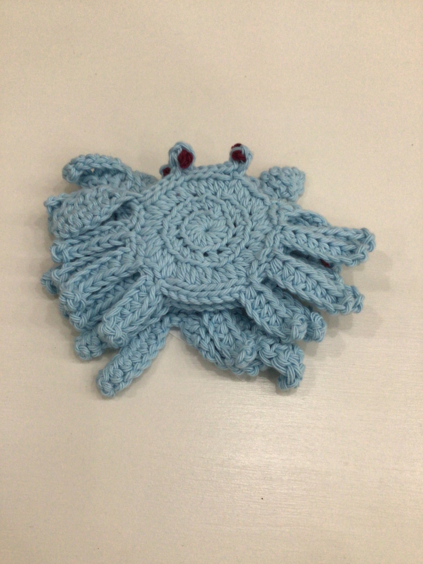 Hand Crocheted Set Of 4 Crab Coasters