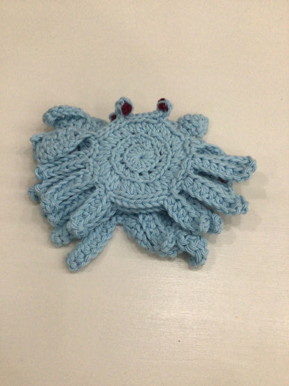Hand Crocheted Set Of 4 Crab Coasters