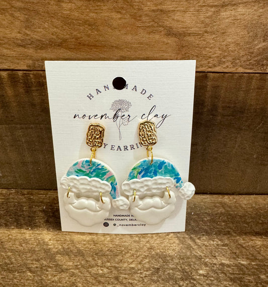 Lily Pulitzer Inspired Santa w/Gold Rectangular Post