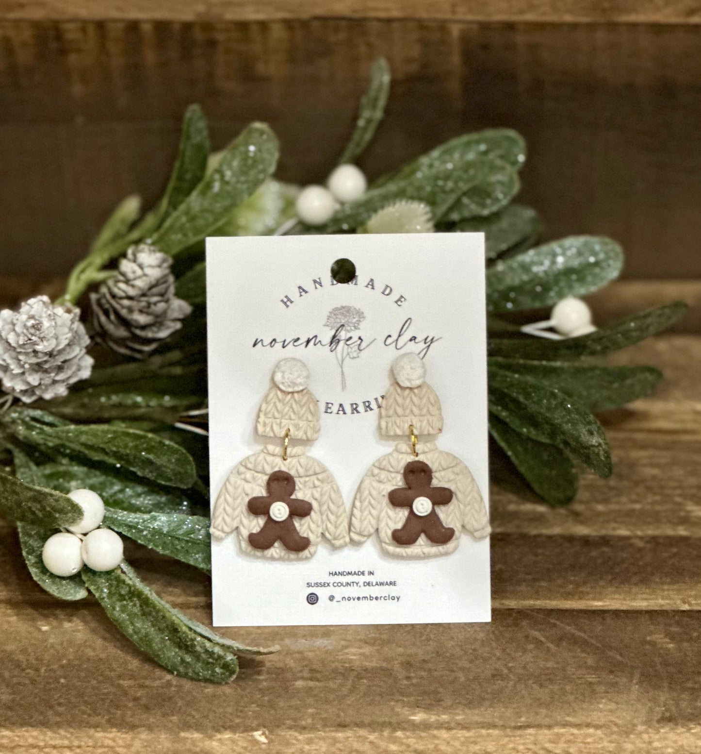 Gingerbread Sweater & Beanie 2 Tiered Dangle