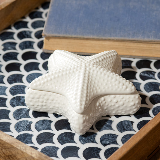 White Starfish Dish w/Lid