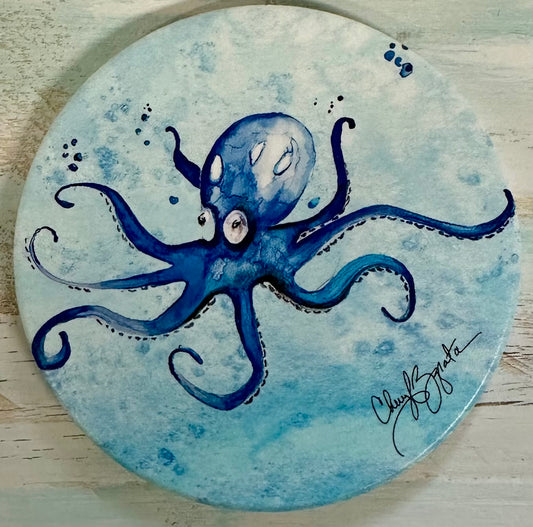 Octopus Round Coaster by Cheryl Zapata Art