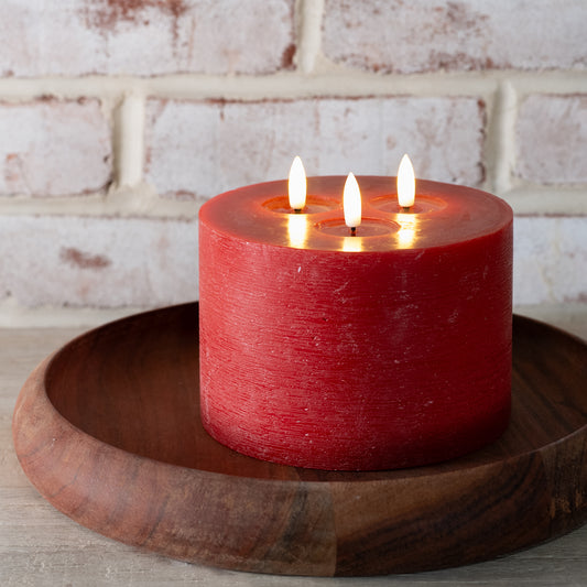 6"x5" Red LED 3 Wick Candle