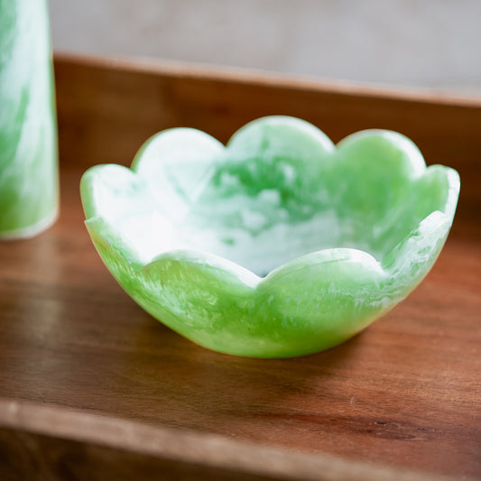 6"W Green Resin Flower Bowl