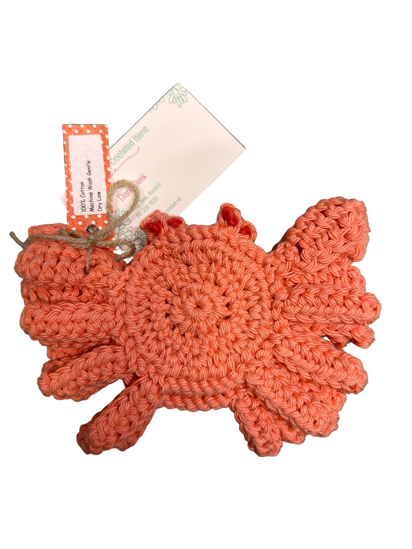 Hand Crocheted Set Of 4 Crab Coasters