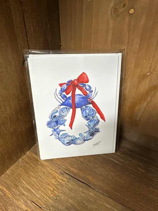 Bountiful Shell Wreath Card, C.Zapata Art