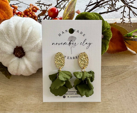 Olive Green Petals Dangle