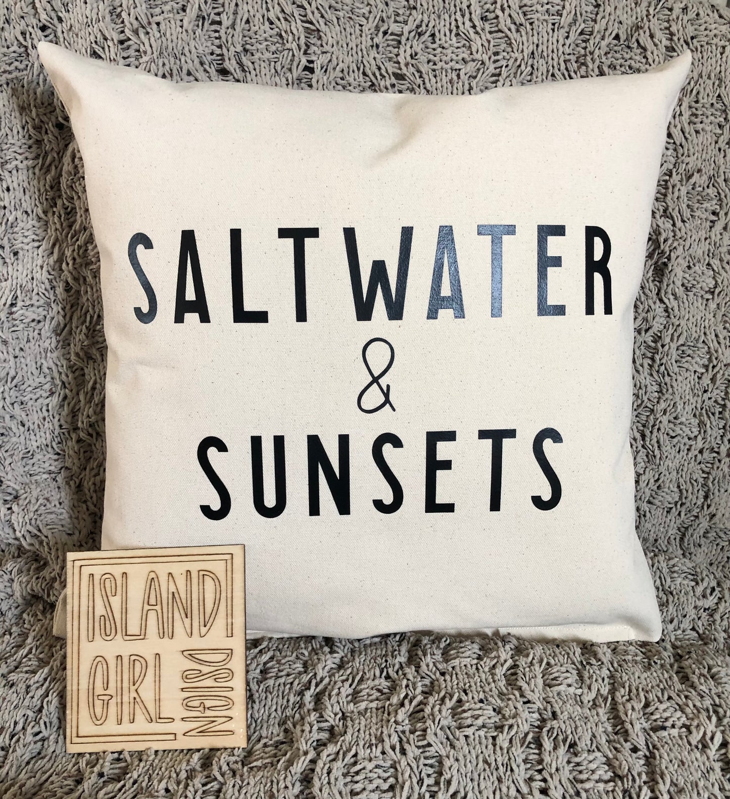 Saltwater & Sunsets Pillow Natural  #2601
