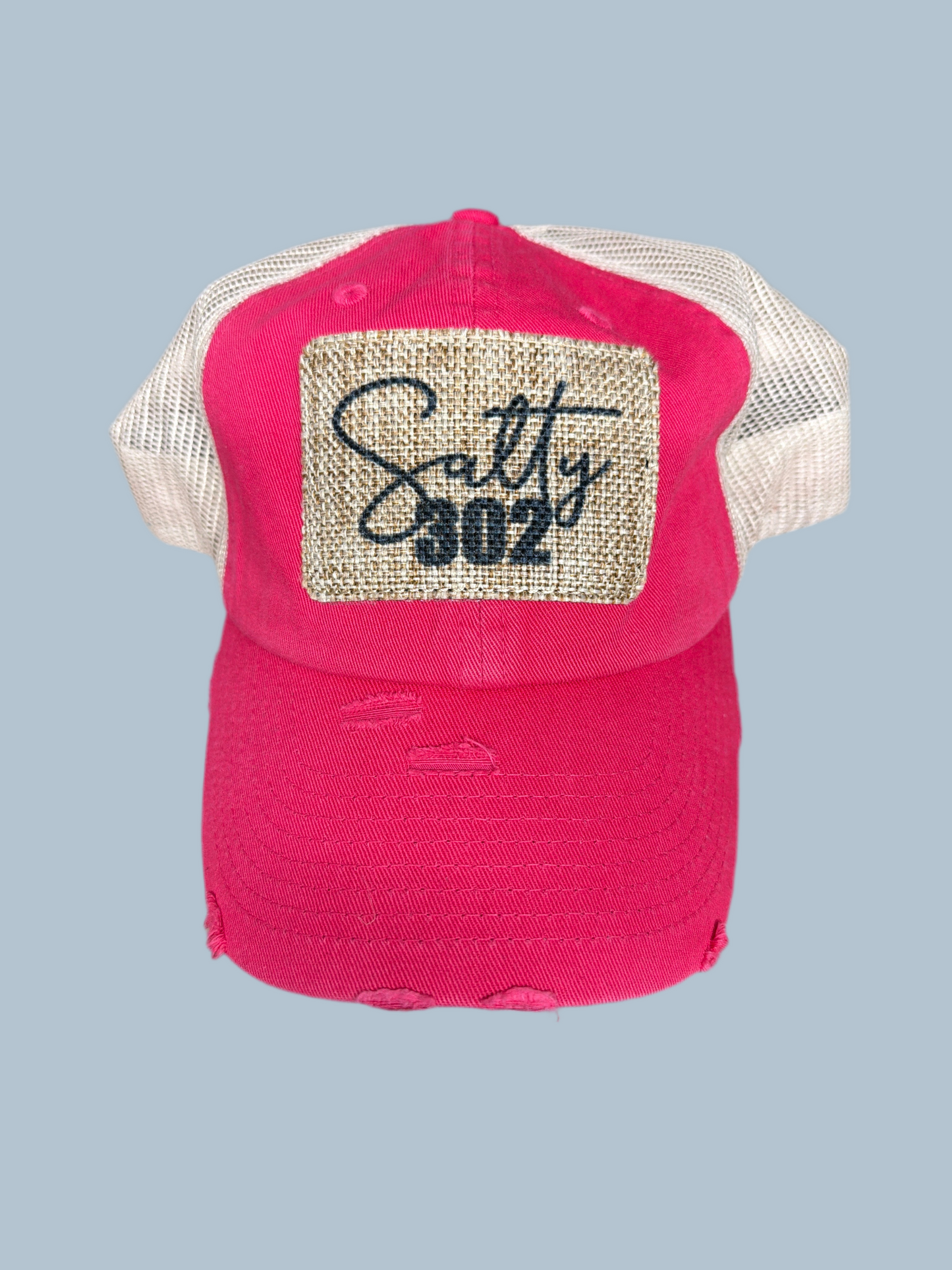 Hot Pink Salty 302 Hat w/Burlap Patch