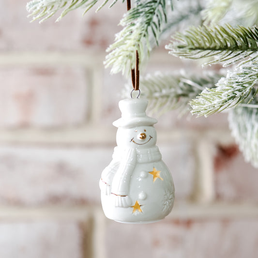 3" CERAMIC SNOWMAN ORNAMENT