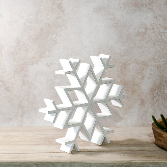 12" Whitewash Wood Snowflake