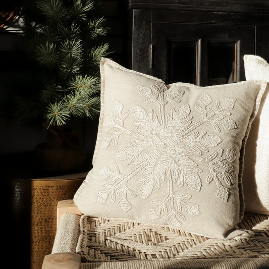 20X20 BEIGE SNOWFLAKE PILLOW