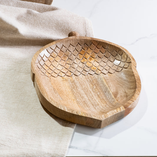 12"H WOODEN ACORN PLATTER