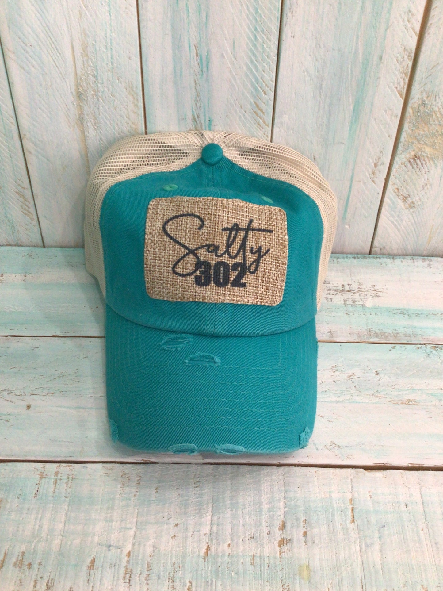 Teal Salty 302 Hat w/Burlap Patch