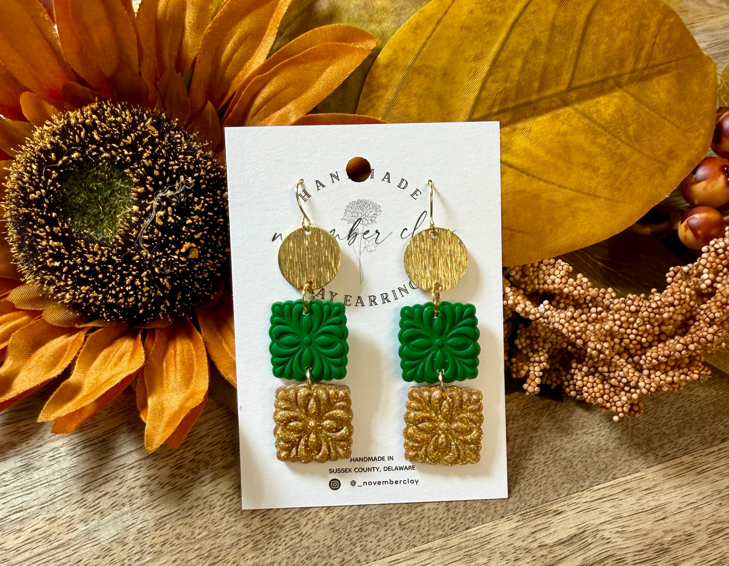 Green & Gold Glitter Moroccan Squares
