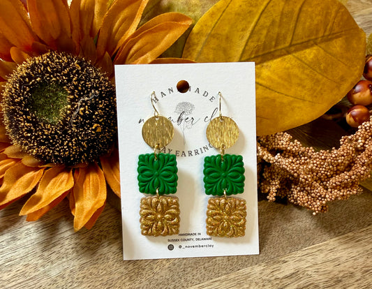 Green & Gold Glitter Moroccan Squares