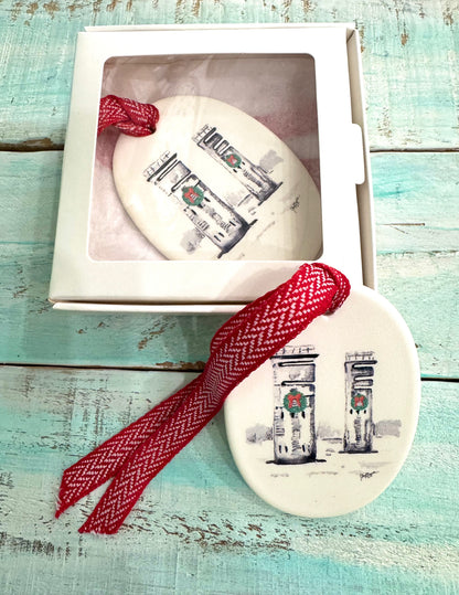 Wreath Towers Oval Ornament