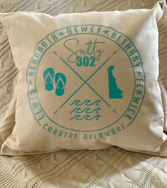 Salty 302 Beach Towns Pillow