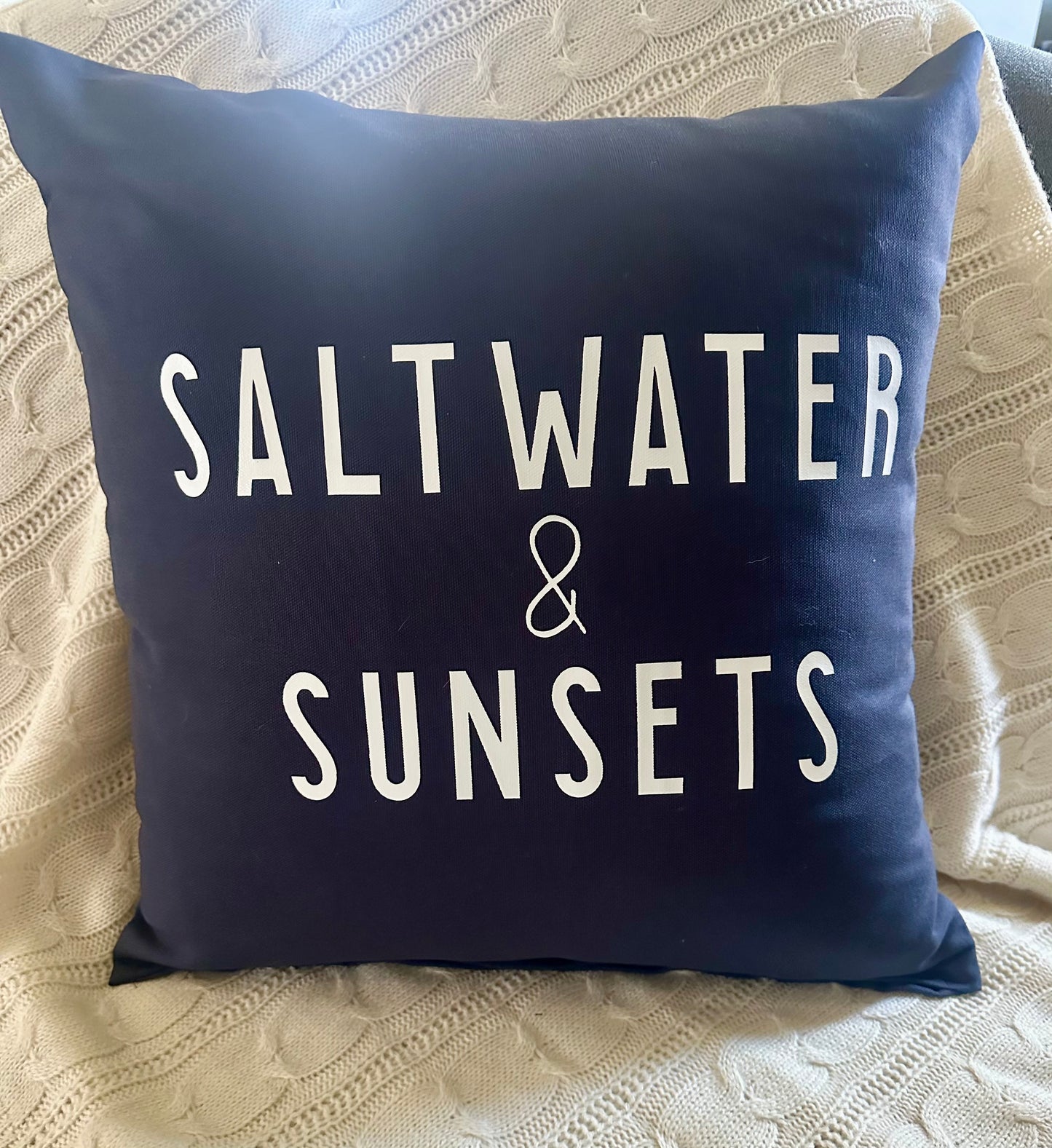 Saltwater & Sunsets Pillow, Navy