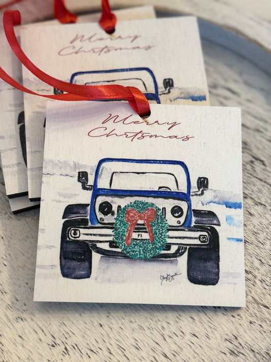FI Wreath Jeep Ornament