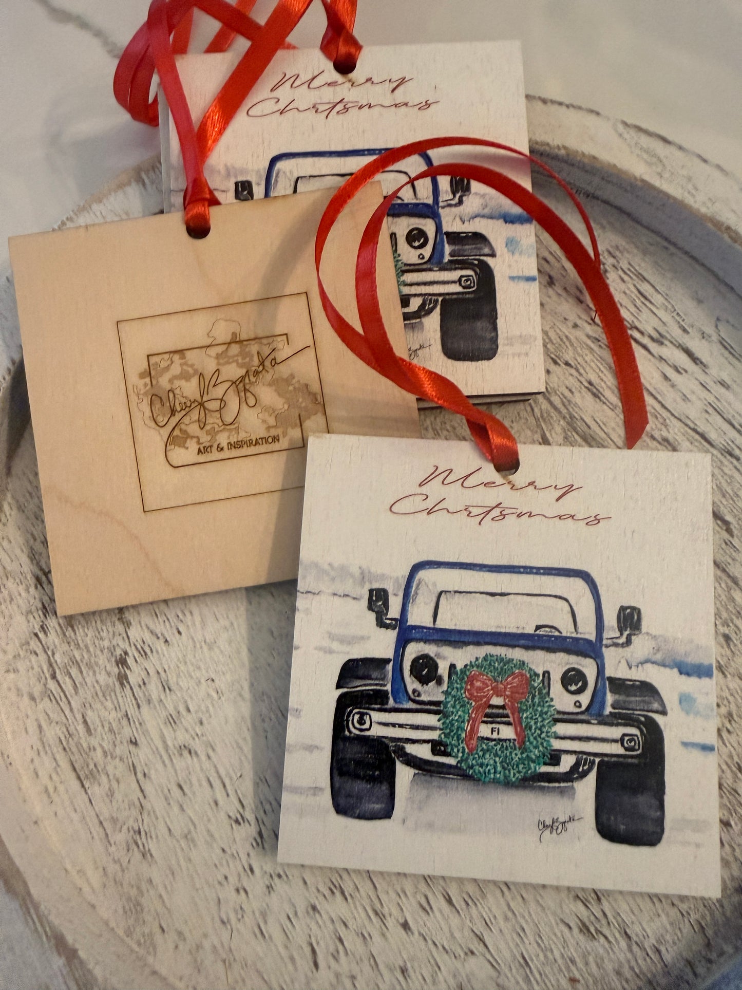 FI Wreath Jeep Ornament