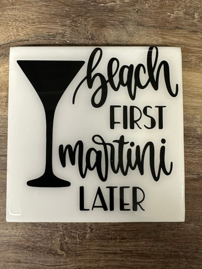 Funny Black & White Ceramic Tile Coaster (Lots of sayings to choose from.)