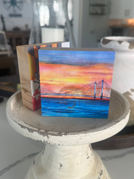 IR Bridge Sunrise 4x4 Wood Block