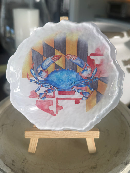 MD Crab Flag 5" Trinket Dish from C.Zapata Art