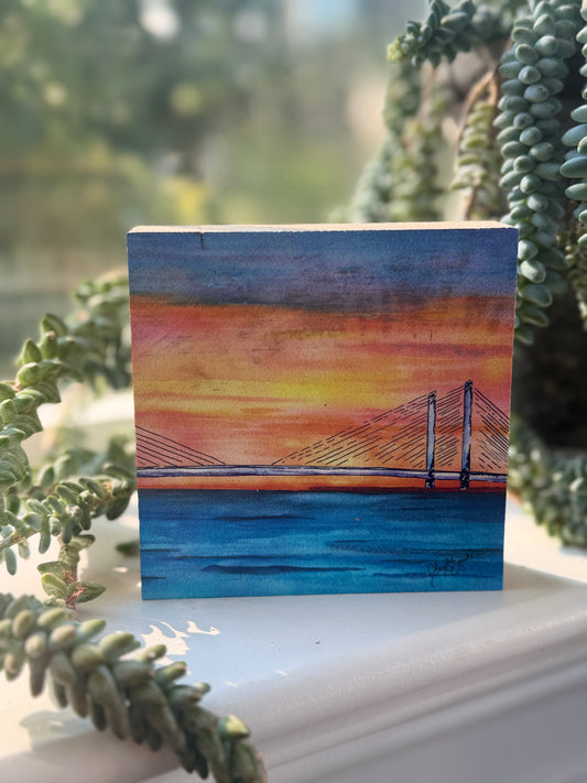 IR Bridge Sunset 4x4 Wood Block