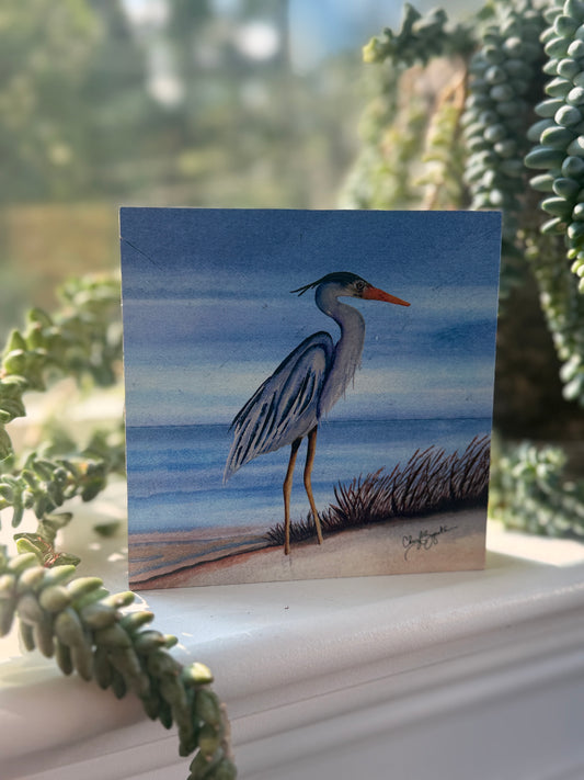 Blue Heron 4x4 Wood Block