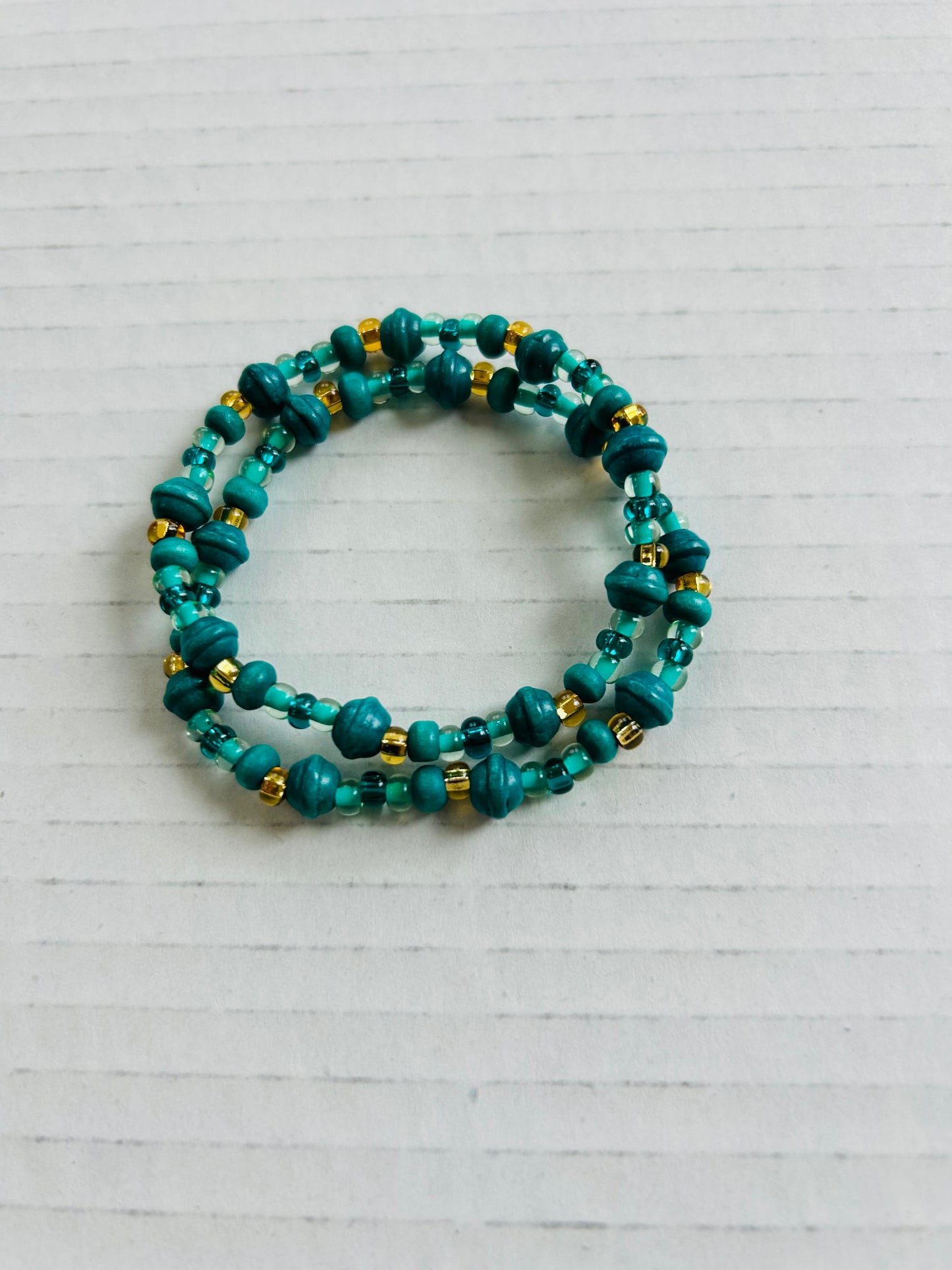 Teal/Amber Beaded Bracelet