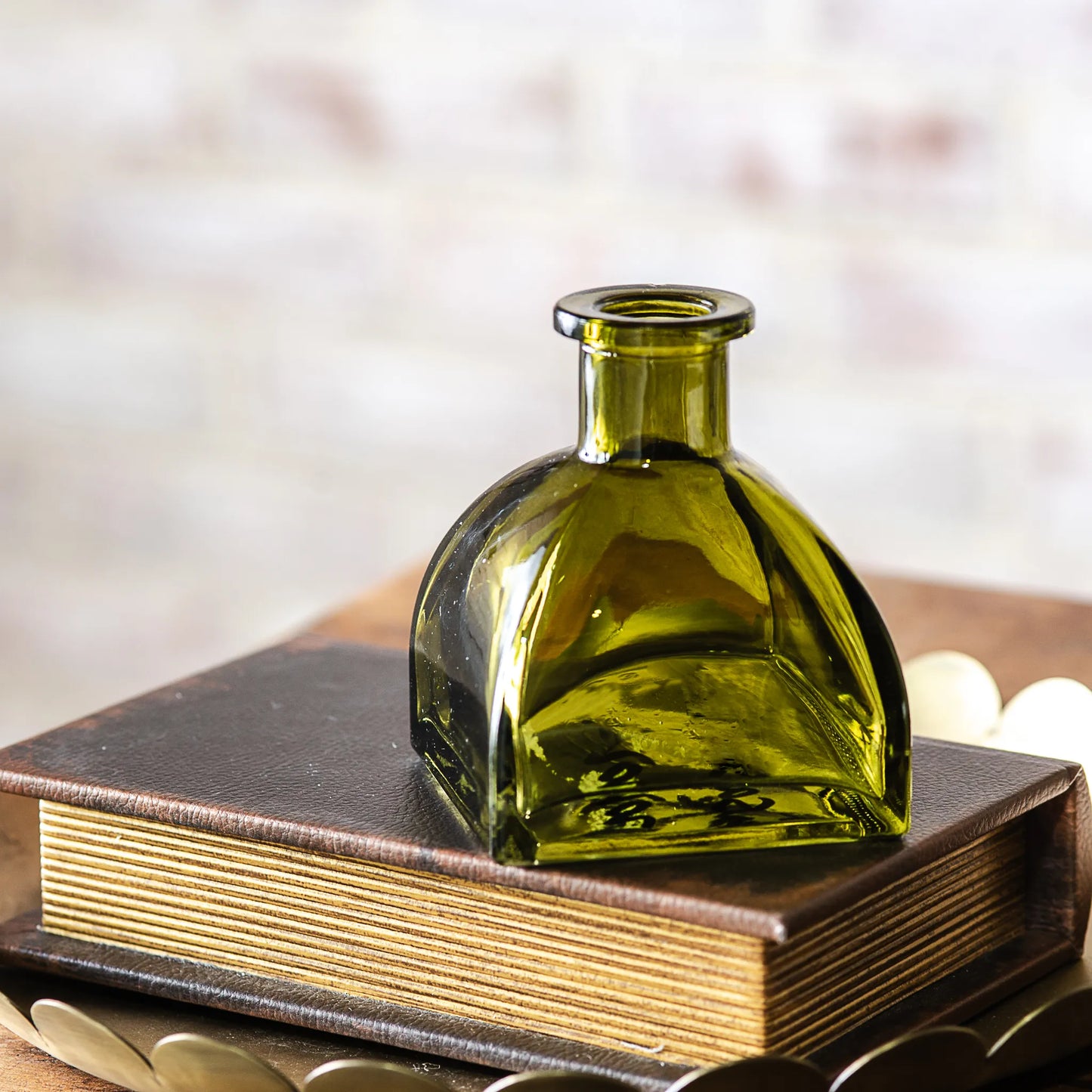 3.5" Olive Green Glass Ink Bottle